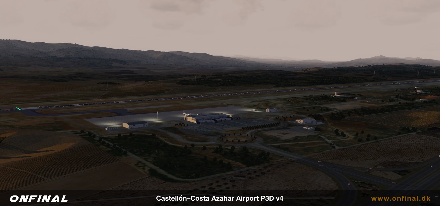 Castellon Airport LECH Arial Night Scenery Prepar3d P3D FSX